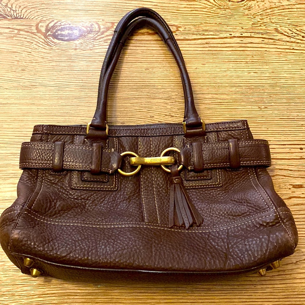 Vintage Coach 10212 Hampton Brown Pebbled Leather Purse